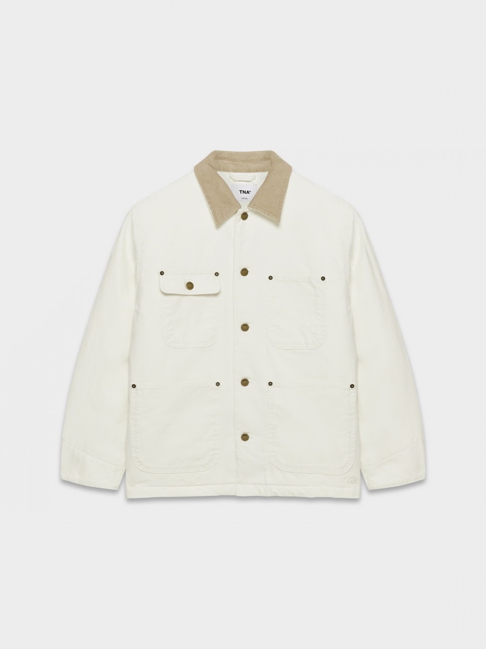 TNA Aritzia Cream Lightweight Chore Jacket with Tan Corduroy Collar